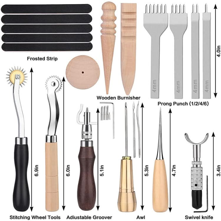 59 In 1 Handmade Leather DIY Tool Set Sewing Craft Tool Set, Style:-Reluova