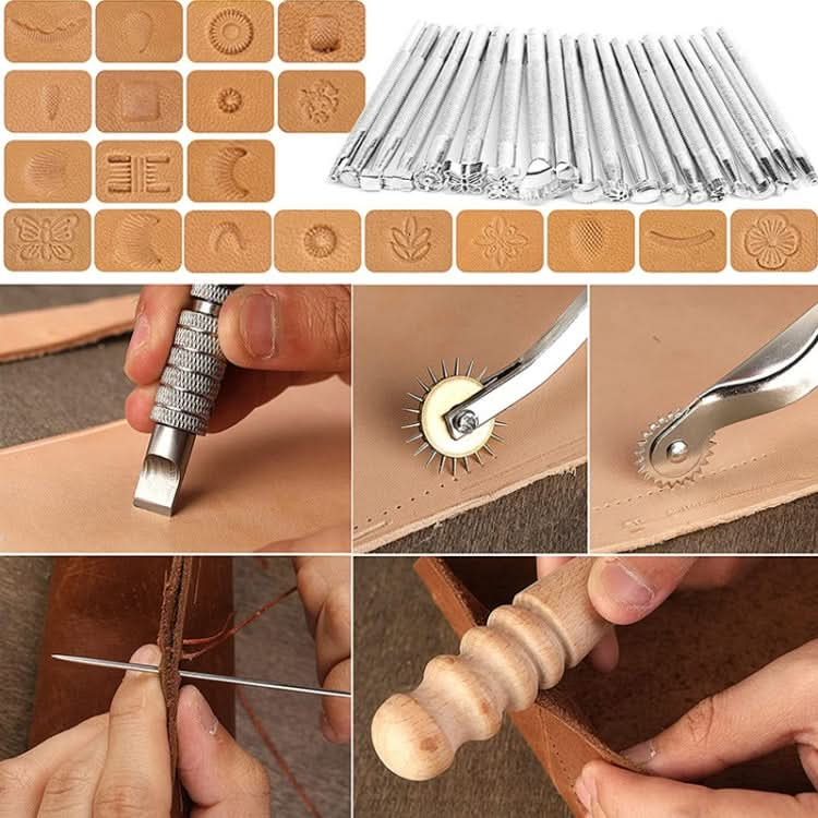 59 In 1 Handmade Leather DIY Tool Set Sewing Craft Tool Set, Style:-Reluova