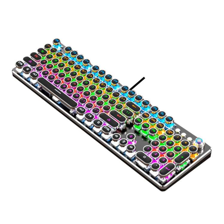 K820 104 Keys Retro Punk Plating Knob Glowing Wired Green Shaft Keyboard, Cable Length: 1.6m, Style: My Store