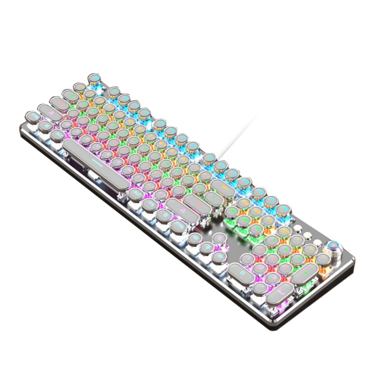 K820 104 Keys Retro Punk Plating Knob Glowing Wired Green Shaft Keyboard, Cable Length: 1.6m, Style: My Store