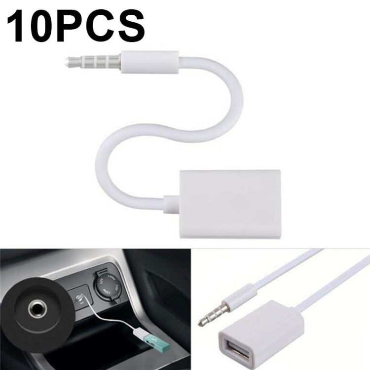 10 PCS Y-1502 14cm Car AUX Audio Cable To USB Car 3.5mm Adapter Cable - Reluova 