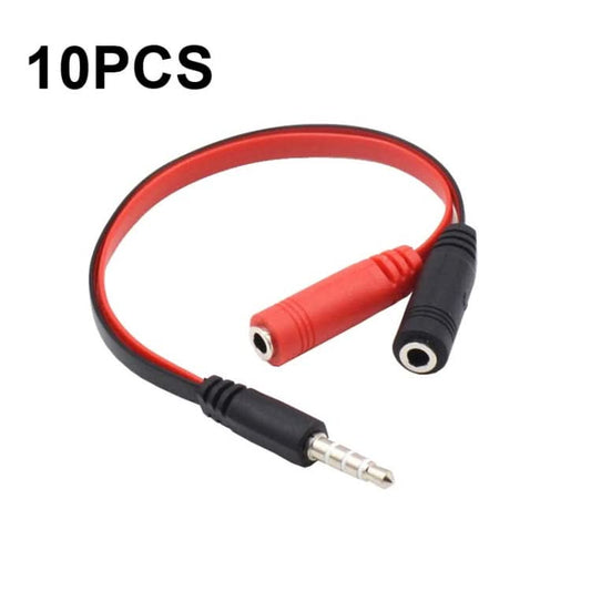 10 PCS Y-1001 20cm 3.5mm Car Audio Computer Headset Microphone 2 In 1 Adapter Cable