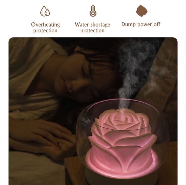 400ml Rose Aromatherapy Diffuser Timing Humidifier with Seven-color Light,CN Plug-Reluova