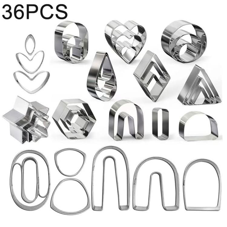 36 In 1  Stainless Steel Polymer Clay Earring Cutters Baking Mould-Reluova