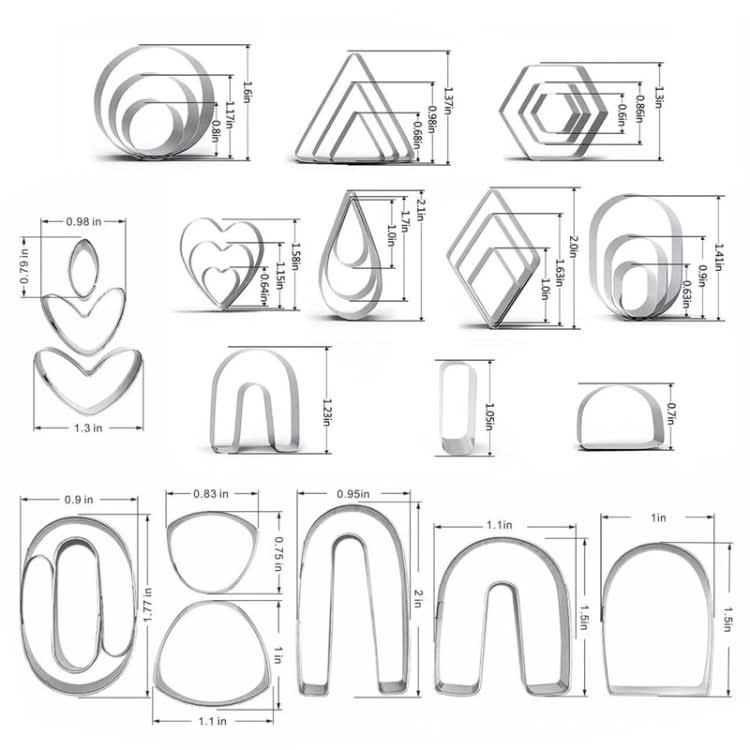 36 In 1  Stainless Steel Polymer Clay Earring Cutters Baking Mould-Reluova