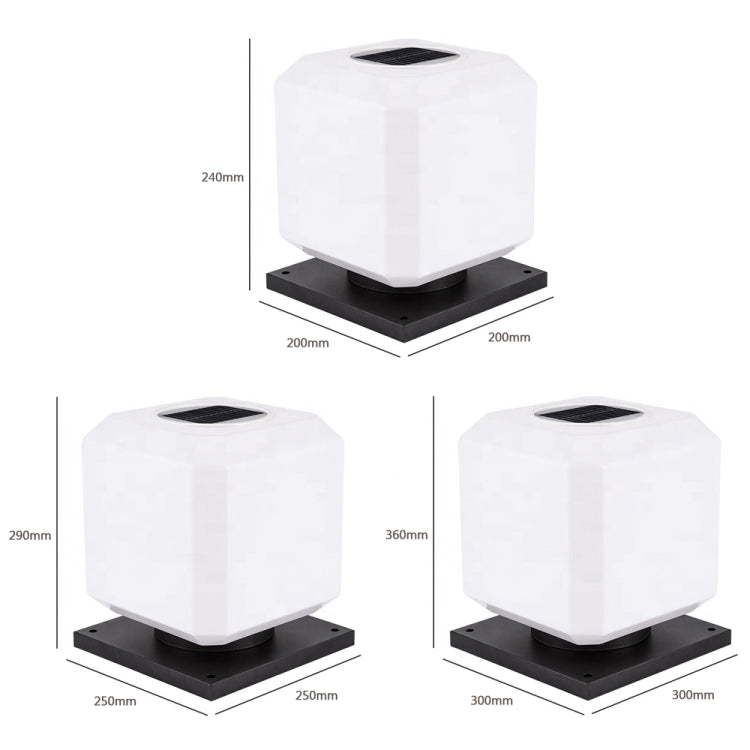 003 Solar Square Outdoor Post Light LED Waterproof Wall Lights, Size: