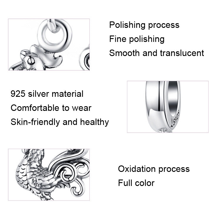 SCC1337 Rooster 925 Silver Pendant DIY Bead Bracelet Accessories Reluova