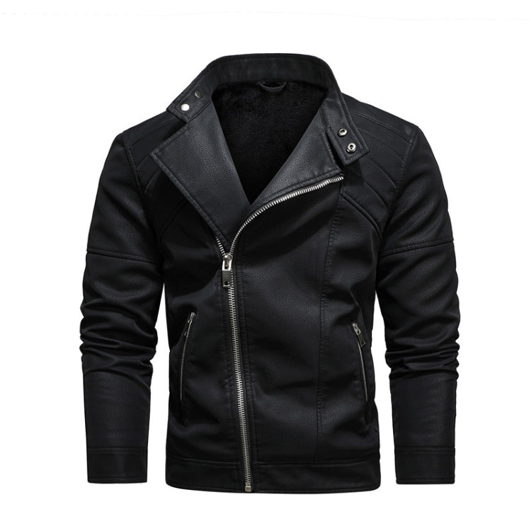 Mens Lapel Leather Motorcycle Jacket