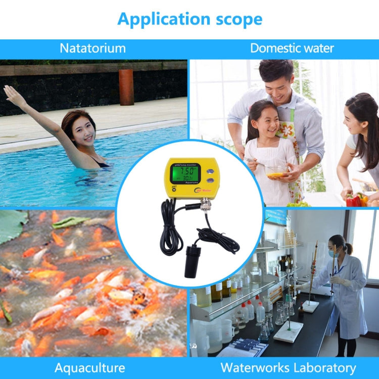 PH Tester Durable Acid Meter Swimming Pool Temperature Monitor With Backlight, Plug Type: Reluova