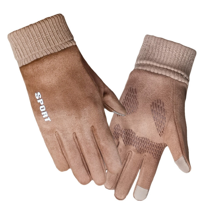 Q35 Suede Men Warm Gloves Touch Screen Sports Cycling Gloves Reluova