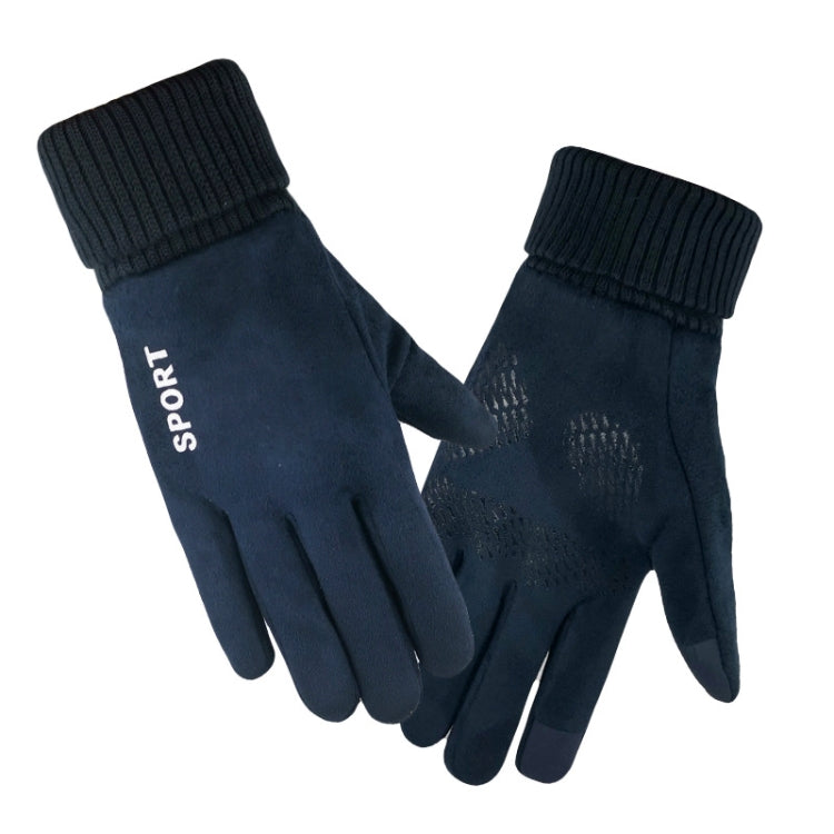 Q35 Suede Men Warm Gloves Touch Screen Sports Cycling Gloves Reluova