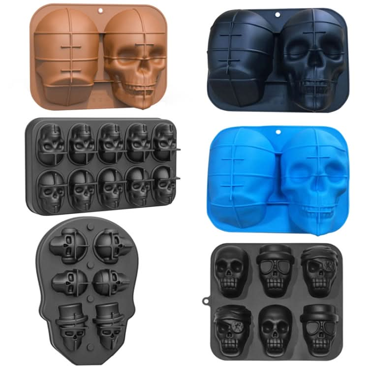 FL1225DD Silicone Barbecue Bakery Mold Skull Birthday Cake Baking Mold, Style: Reluova