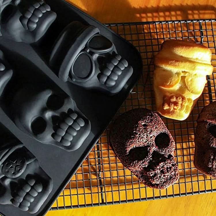 FL1225DD Silicone Barbecue Bakery Mold Skull Birthday Cake Baking Mold, Style: Reluova