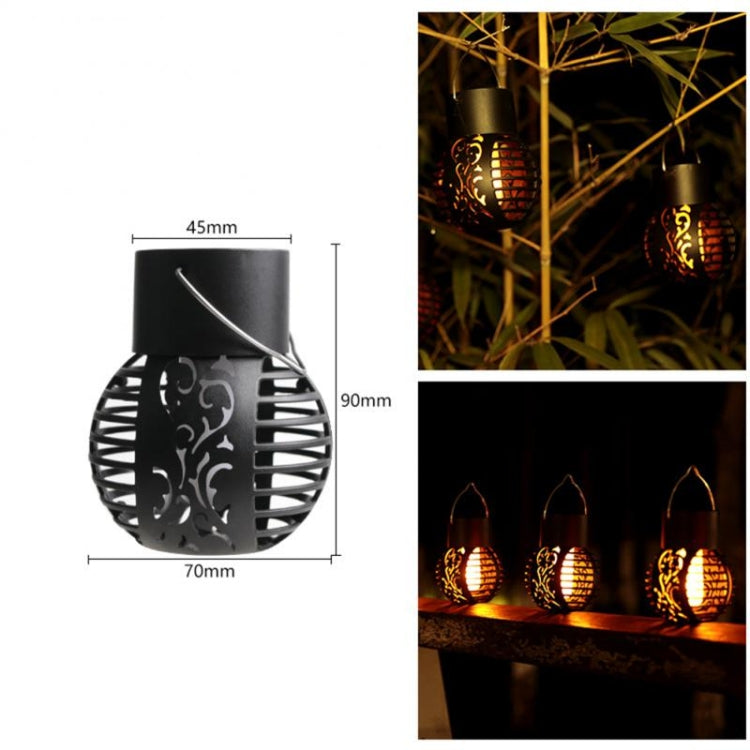 2 PCS Solar Simulation Flame Hollow Ball Hanging Lights Balcony Decorative Lights