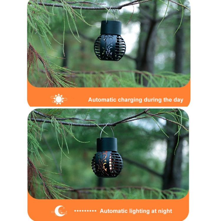 2 PCS Solar Simulation Flame Hollow Ball Hanging Lights Balcony Decorative Lights-Reluova