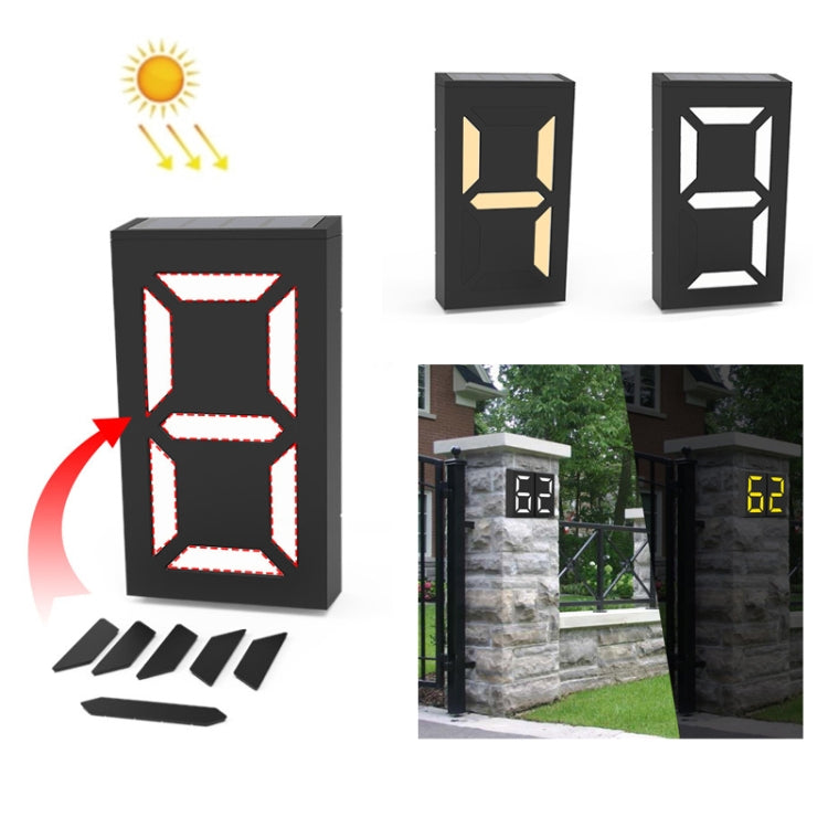 N766B  DIY Solar Number Doorplate Lamp Outdoor Waterproof Wall Lights