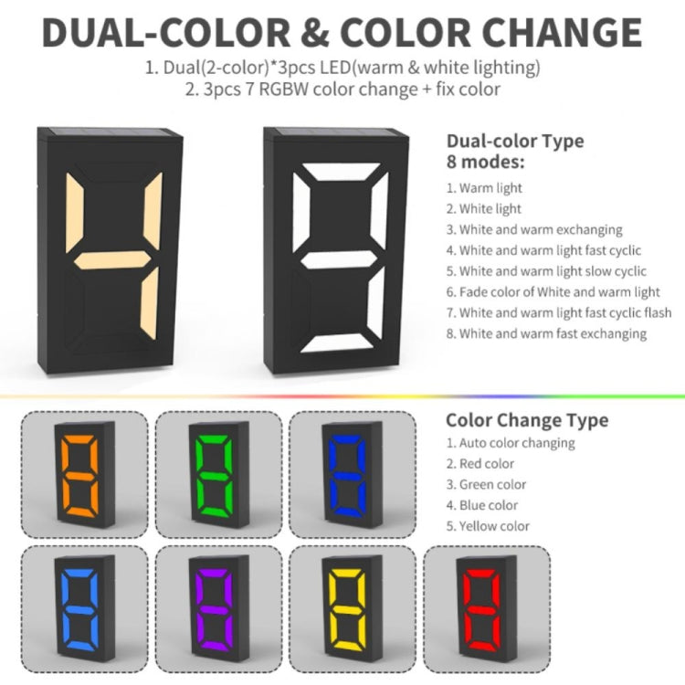 N766B  DIY Solar Number Doorplate Lamp Outdoor Waterproof Wall Lights