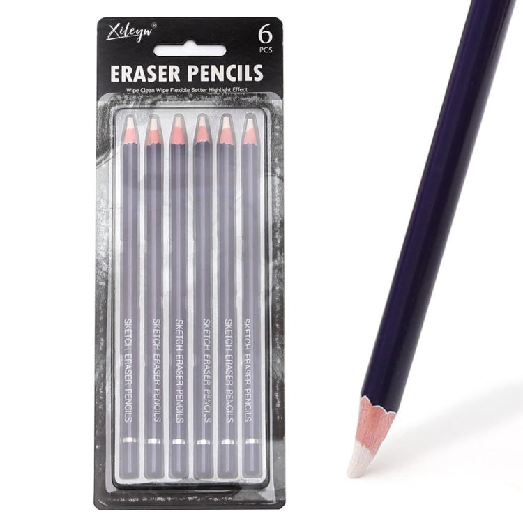 6pcs /Pack Artist Highlight Eraser Pencils Pen Shape Erasers Sketch Pencil-Reluova