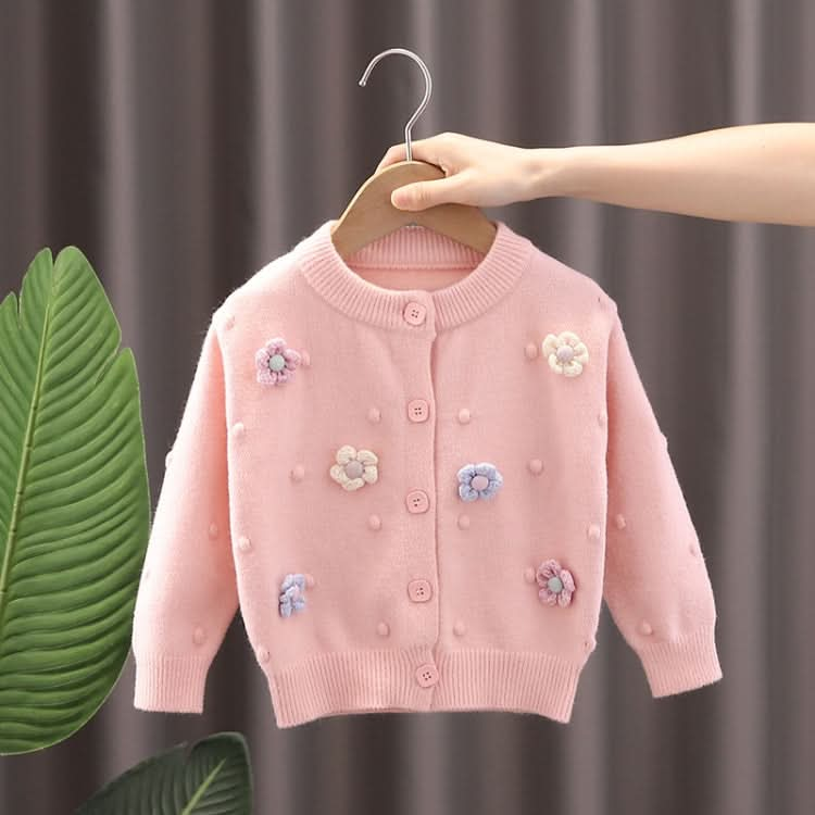 Baby Girls Flower Sweater Cardigan Winter Solid Color Knitted Sweater Reluova