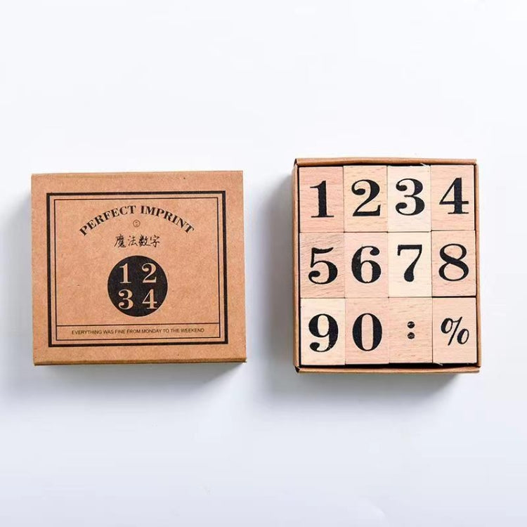 Week Month Wood Stamps Set  Word Log Rubber Handbook DIY Material