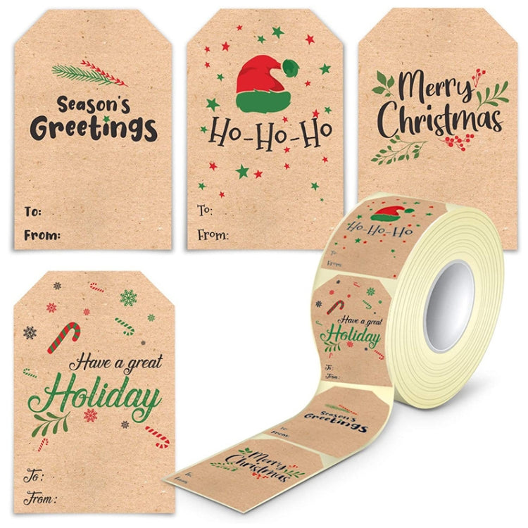 300PCS/Roll Rectangular Shaped Christmas Decoration Stickers Holiday Gift Tag Tape My Store