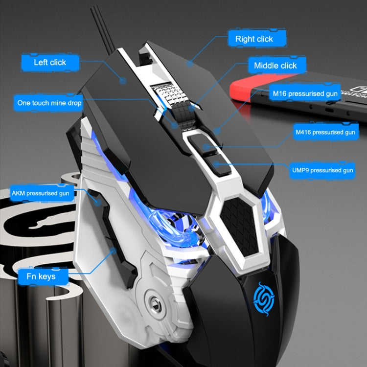 K-Snake Q18 9 Keys 6400DPI Glowing Machine Wired Gaming Mouse, Cable Length: 1.5m My Store