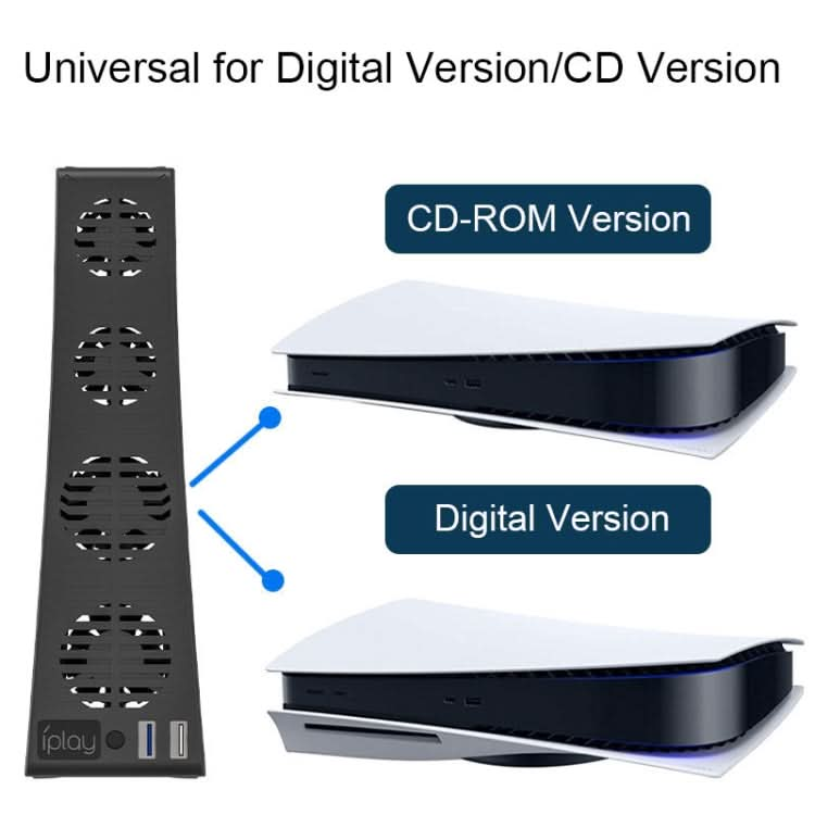 For PS5 IPLAY HBP-307 PS5 Game Console Cooling Fan with USB Port and Indicator Light Reluova