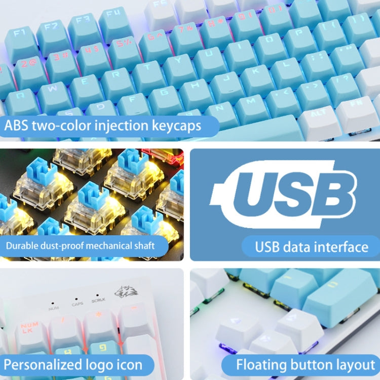 ZIYOU LANG K1 104 Keys Office Punk Glowing Color Matching Wired Keyboard, Cable Length: 1.5m My Store