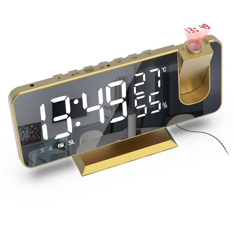 Mirror Surface LED Radio Projection Alarm Clock Clock with Temperature & Humidity Display My Store