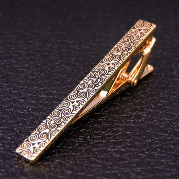 Brass Polished Gum Pattern Business Men Tie Clip, Color: Black Beard Reluova