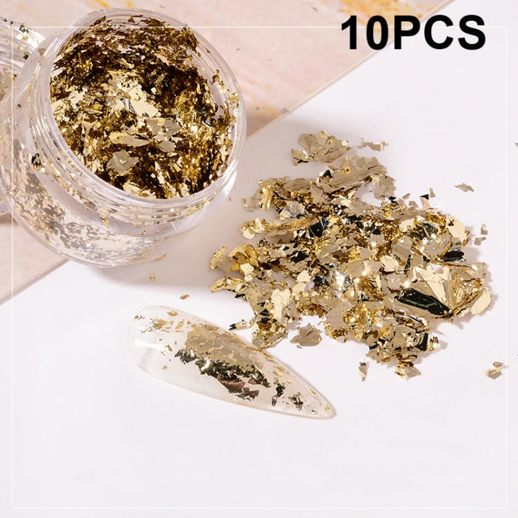 10 PCS K Gold Tin Foil Nail Decoration Nail Polish Adhesive Sticker