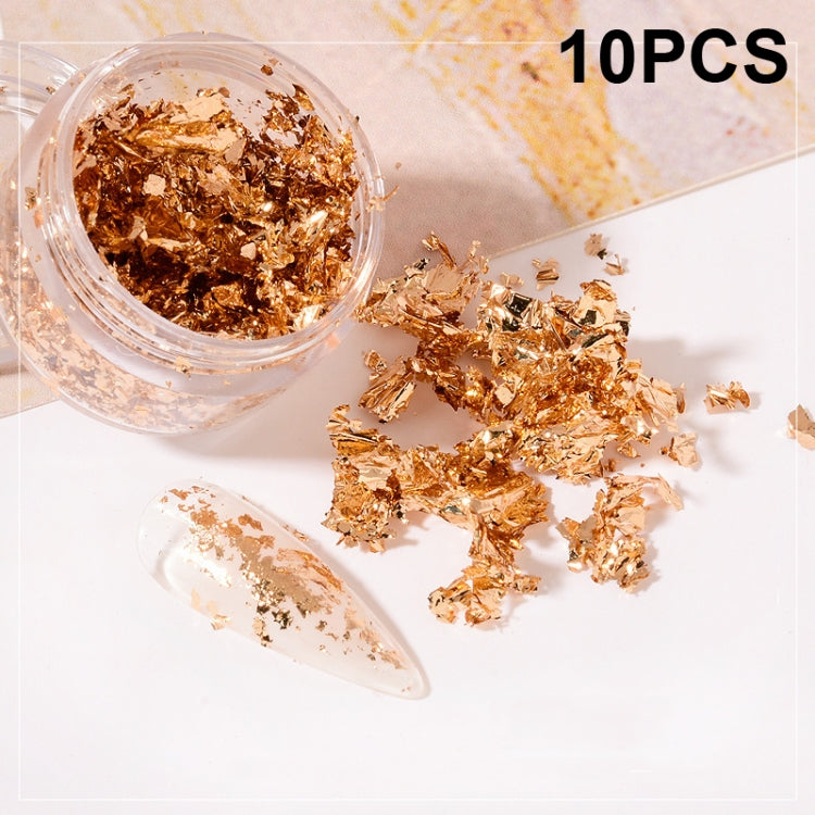 10 PCS K Gold Tin Foil Nail Decoration Nail Polish Adhesive Sticker