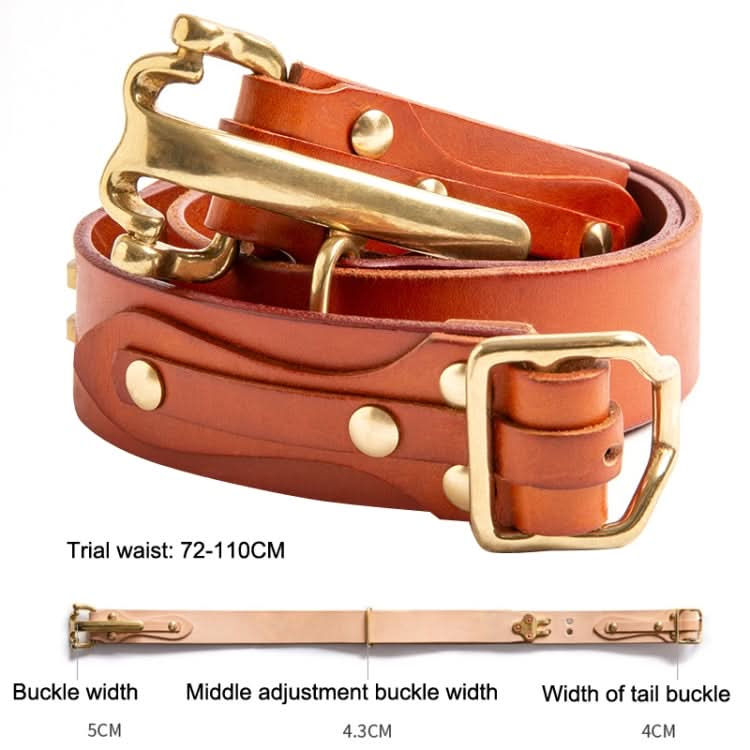 Maden 1802014 Vintage Brass Buckle Adjustable PU Belt, Length: Reluova