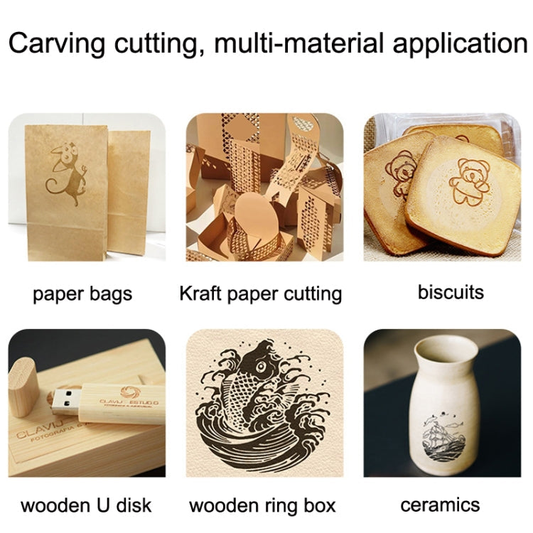 Laser Carvings Mini Marking Machine Can Cut Wood Board Paper Leather, US Plug