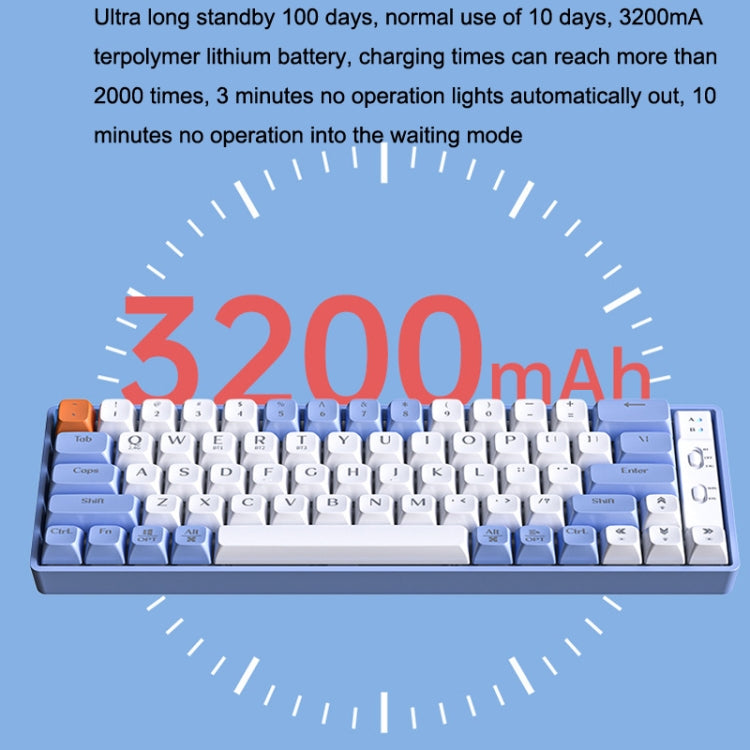 LANGTU GK65 65 Keys Wireless / Bluetooth / Wired Three Model Game Mechanical Keyboard, Cable Length: 1.5m My Store