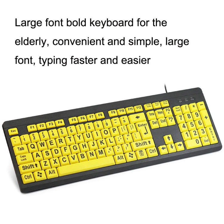 T801 104 Keys Special People Children Old Man Big Letters USB Wired Keyboard, Cable Length: 1.38m My Store