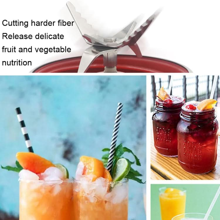 50 PCS CA-5408 Portable Fruit Juicer 4 Leaf Vertical Teeth Blade Stainless Steel Mixing Blade