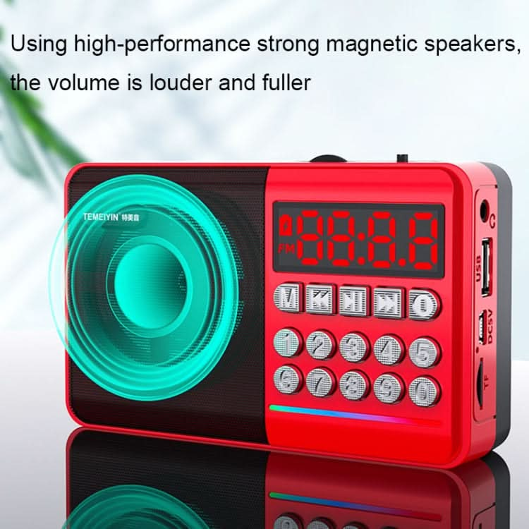 TEMEIYIN LED Digital Display Card Bluetooth Radio Speaker Morning Exercise Portable Player