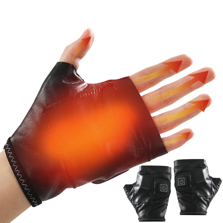 1 Pair Adjustable Temperature Rechargeable Intelligent Electric Heating Gloves Half Finger Gloves