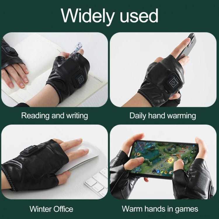 1 Pair Adjustable Temperature Rechargeable Intelligent Electric Heating Gloves Half Finger Gloves