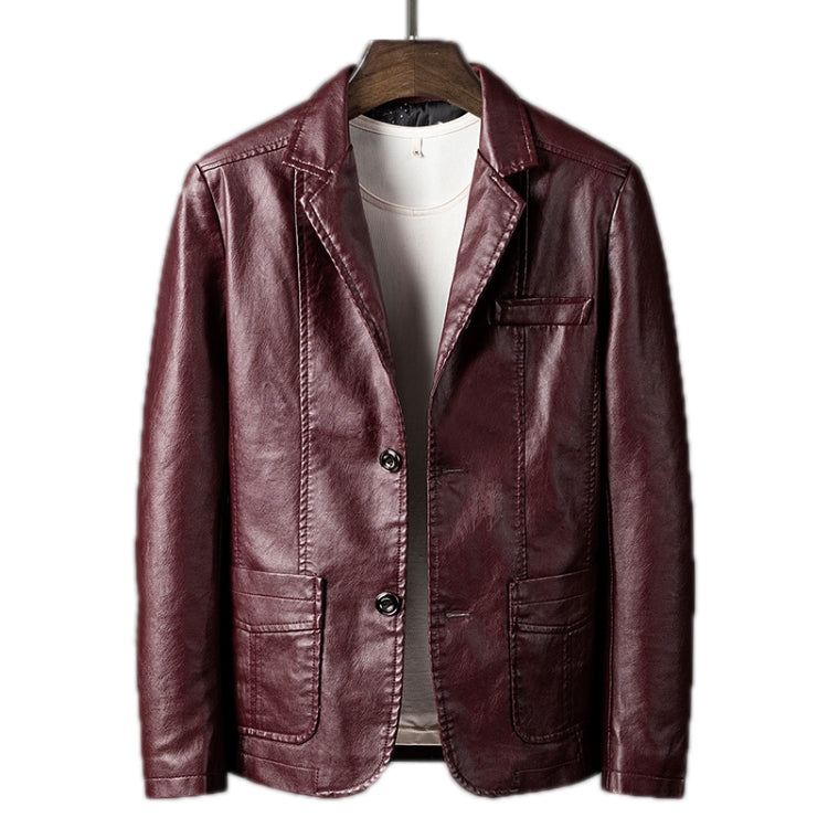 Men Slim Fit Business Casual Motorcycle Leather Jacket, Series 2 Reluova