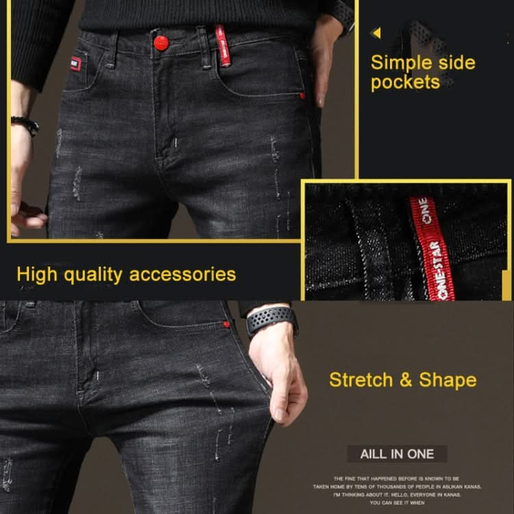 Autumn and Winter Men Jeans Thickened Warm Slim Chinos Reluova