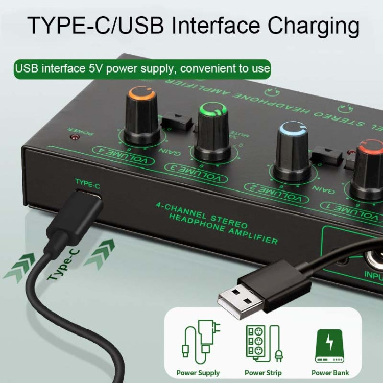 EF-4 RGB Professional 4 Channel Headphone Amplifier Studio Lossless Monitor Splitter Reluova