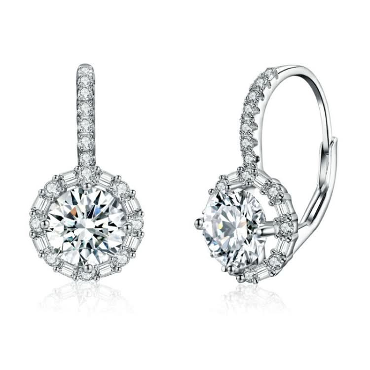 S925 Sterling Silver Moissanite Zirconia Elegant Earrings White Gold Plated Reluova