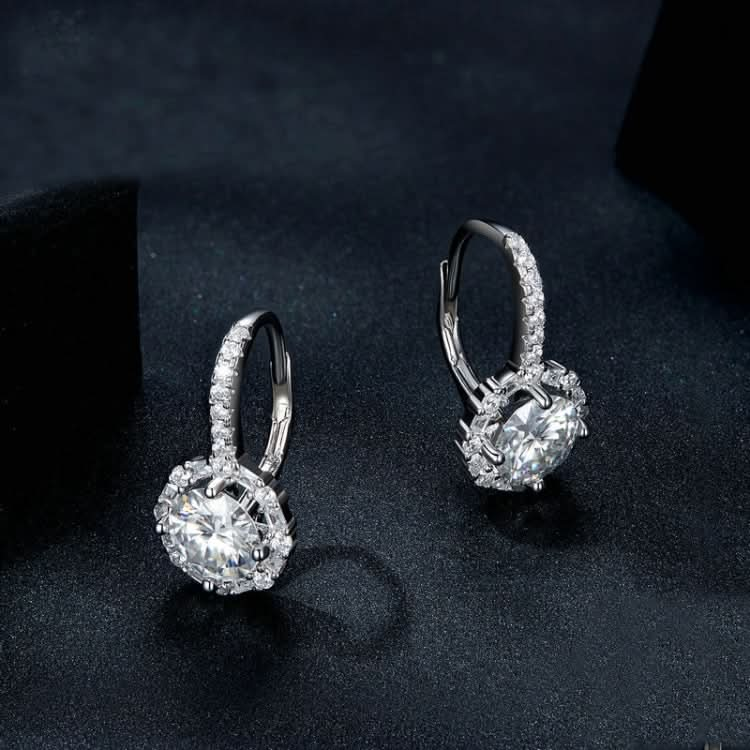 S925 Sterling Silver Moissanite Zirconia Elegant Earrings White Gold Plated Reluova