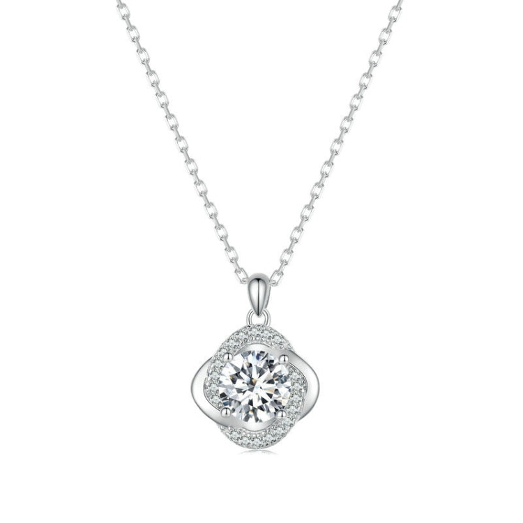 Sterling Silver S925 White Gold Plated Sparkling Moissanite Pendant Necklace Reluova