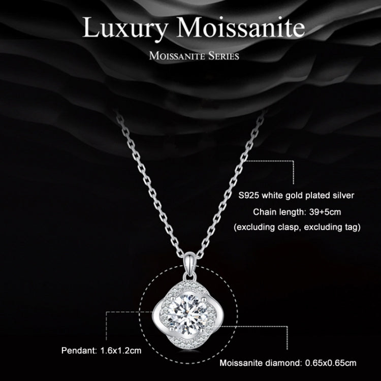 Sterling Silver S925 White Gold Plated Sparkling Moissanite Pendant Necklace