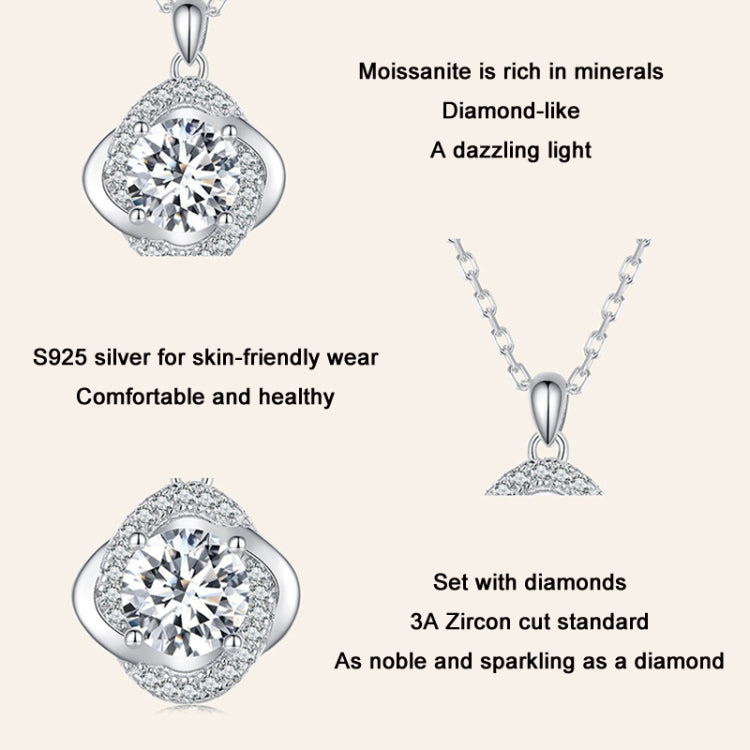 Sterling Silver S925 White Gold Plated Sparkling Moissanite Pendant Necklace Reluova