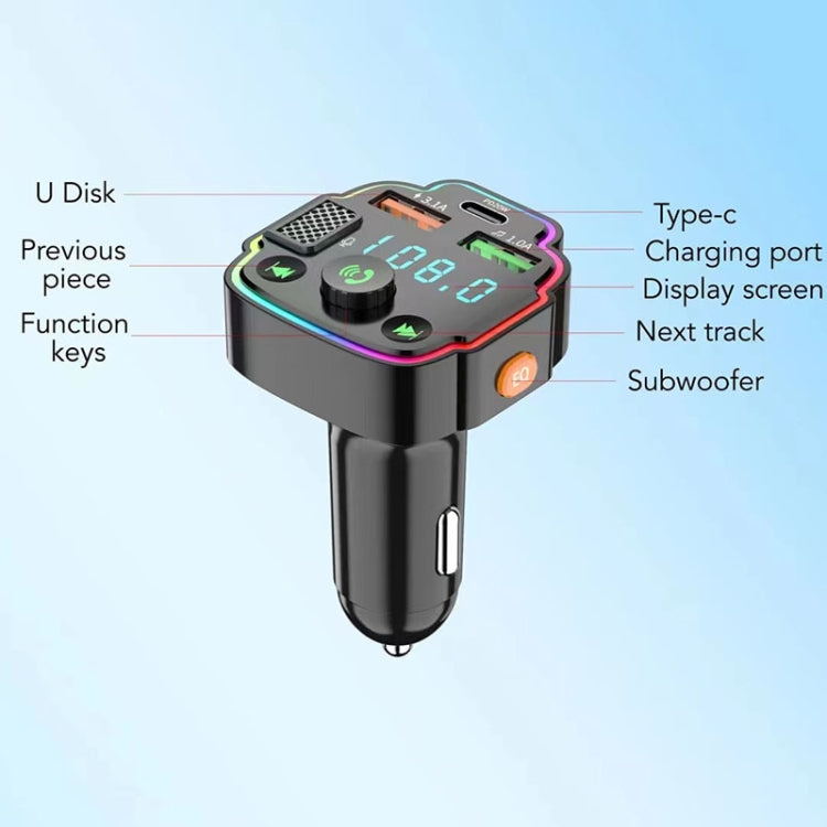 Car Bluetooth FM Transmitter PD Fast Charging Ambient Light ÎҵÄÉ̵ê