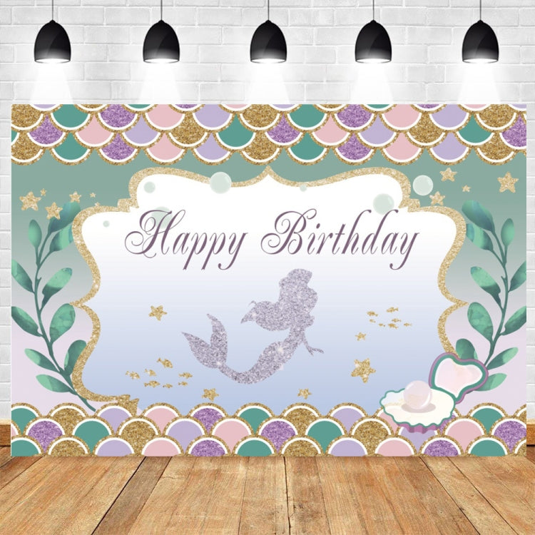 120 x 80cm Mermaid Happy Birthday Photography Background Cloth